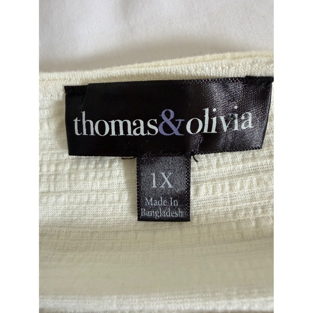 Thomas Olivia Plus‎ Size 1X Ivory Cream Lace Trim Boho Bell Sleeve Blouse Top - Picture 4 of 16